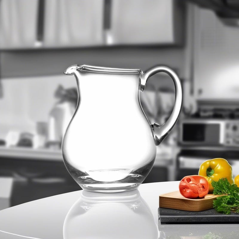 Barski Glass Water Pitcher with handle, With Spout, Round, Ice Lip, Handmade 64 oz. by Barski Made in Europe - Image 2